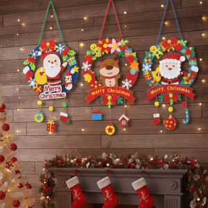 DIY Christmas Wreath Kids Handmade Glowing LED Holiday Decoration Christmas Tree Ornament Gift Classroom Christmas Craft