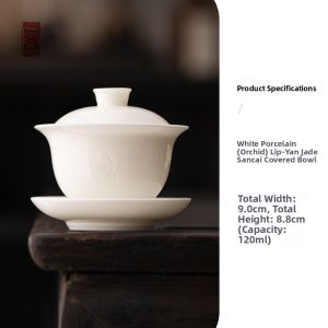 Premium Small Size Gongfu Tea Cup Yuzhi Jade Cover Bowl White Porcelain Tea Art Lamp Handmade Ceramic Tea Set from Dehua