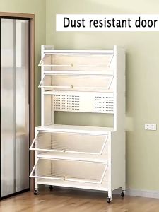 PANDH Kitchen Cabinet Heavy Duty Storage Organizer Rack Space Saving with Pull Out Doors and Wheels