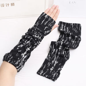 Stylish Loose Elastic Arm Sleeves Soft Cozy Warm Fingerless Long Sleeves With Thumb Hole Autumn Winter Simple Coldproof Sleeves