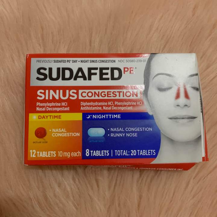 Sudafed PE Sinus Congestion Nasal Decongestant 20Tablets Expiry 7/2024