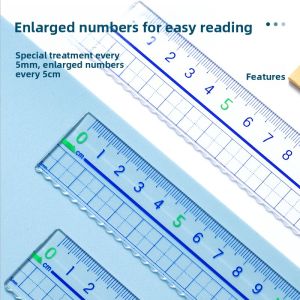 MONLEYTA | Transparent Plastic Ruler For Primary School Students Grade Two Measurement Tool Multifunctional Straight Ruler With Wave Line
