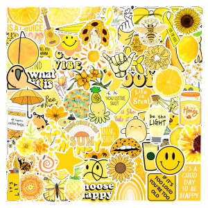 Fresh Style Stickers 100 Pcs Yellow VSCO Graffiti for Laptop Refrigerator Glass Water Cup DIY Personalized Notebooks