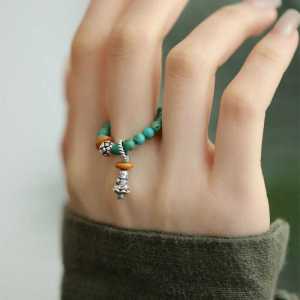 คุณภาพสูง Silver Lotus Flower พระพุทธรูปภาพแหวนเชือกยืดหยุ่นที่สมบูรณ์แบบสําหรับผู้หญิงวินเทจแฟชั่นและอเนกประสงค์