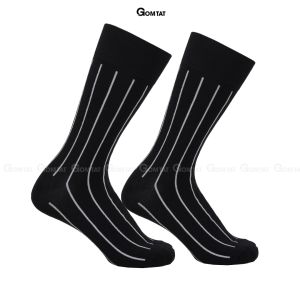 Tất cổ cao công sở GOMTAT màu đen sọc trắng không lộ chân chất liệu cotton cao cấp thoáng khí - TAY-DENSOCTRANG-1DOI