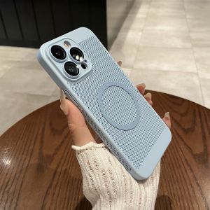Ultra-Thin Breathable Magnetic Absorption Frosted Design Phone Case for  16Pro Max 15Pro 14 13 Cooling Technology Full Cover for Men And Women 8Plus XSMAX Minimalist Mini