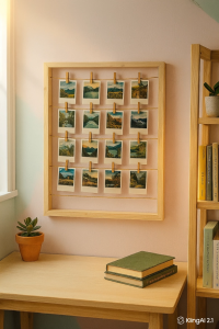 Sids Print Cetak Foto Polaroid + Bingkai Kayu Jati Belanda 40x60 cm | Finishing Halus + Klip & Tali Rami