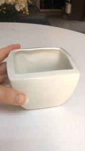 กระถางเซรามิคสี่เหลี่ยมขนาดเล็ก กระถางแคคตัสจิ๋ว