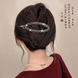 Red Flower Hair Clip Womens Back of Head 2025 New High End One Word Frog Buckle Twist Hair Accessories Stylish Hair Decorations
