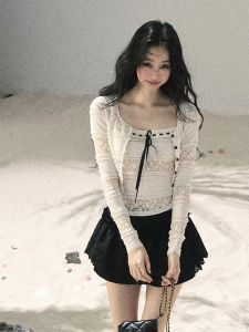 SHAOYEYAN | Lace Hollow Summer Tee Female Short Set