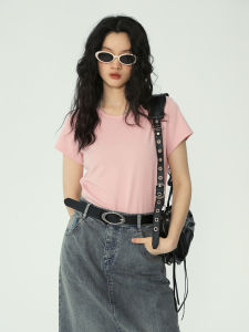 Áo Thun Cotton Cổ Tròn Tay Ngắn Ôm Vừa Vặn Omont Egg Tart Home Cổ Điển Mùa Hè 2023 Áo Thun Nữ Tay Ngắn Cổ Tròn