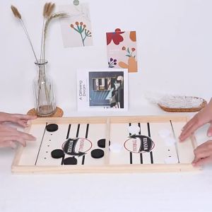 Miniis Sling Puck Game Foosball Winner Board Game Wooden Hockey Table Game Slingshot Game Board Super Winner Speed Puck Party Game