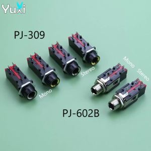 YuXi 2pcs PJ-309 PJ-602B 1/4" 6.35mm Audio Jack 3Pin Mono Stereo Headphone Socket Microphone Thread Lock Panel Mount