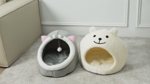 Cozy Cat Mansion - Soft Plush Polyester Fiber Cat Condo with Breathable Cushion Classic Style Pet Bed Basket for Small Medium and Large Cats All-Season Use Durable Easy to Clean and Spacious Interior