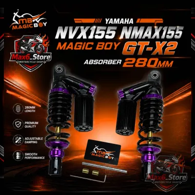 MAGICBOY NVX155 / NMAX155 V1 V2 V3 REAR ABSORBER ADJUSTABLE GT2X SERIES ABSORBER WITH TANK CNC 280MM PURPLE GT-2X MONO SHOCK AX200 NOVA200 NOVA160 AEROX NVX NMAX