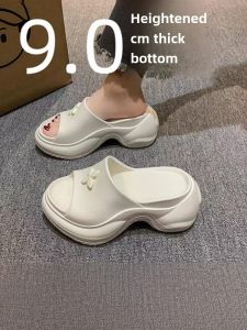 Casual Cross Thick Heel Sandals Womens Summer Outdoor Fashionable Slip-On EVA Flat Sandals Anti-Slip Increased Height