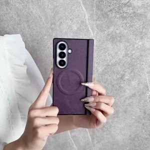 For Samsung Z Fold 7 Tempered Glass Screen Protector Cellphone Case Classic Leather Magnetic Cover For Galaxy Z Fold 6 5 4 3 5G