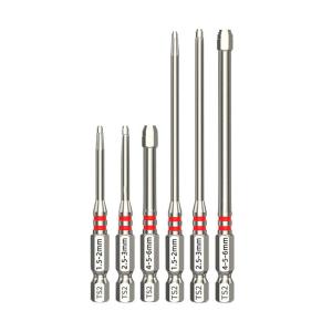 Bộ 6 Mũi Vặn Vít Thiết Kế Hình Tháp Với Đầu Lục Giác Từ Tính Dùng Cho Máy Khoan Điện Và Cờ Lê Nhiều Kích Cỡ 65/100mm