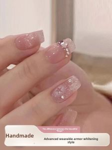 MONLEYTA | Handmade Nail Art Stickers Autumn Winter Style Short And Long Finished Products Wearable False Nails Manicure Accessories