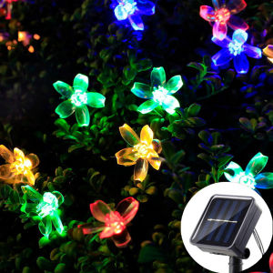 Solar Cherry String Light Sakura Garlands 5M/7M/12M Peach Flower LED Night Lamp For Wedding Party Garden Christmas Outdoor Decor