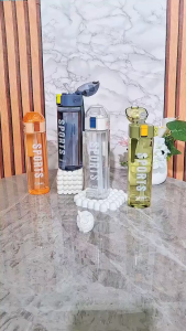 YESALL 650ml Botol Minum Transparan - Tutup Flip Thumbler Warna Transparan Infuse Water Bottle Infuser Olahraga SH004