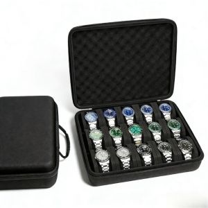 15 slot watch storage hard case storage box watch carrying case suitable for large and small watches with soft foam pillow