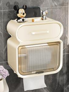 MONLEYTA | Bathroom Toilet Paper Holder Wall Mounted Waterproof No Drilling Required Tissue Box Nordic Style Pure Color Trend Storage Rack