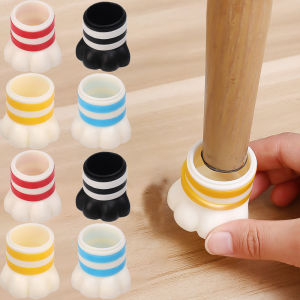 ผ้าคลุมขาโต๊ะเก้าอี้ลายการ์ตูน4ชิ้นแผ่นกรงเล็บแมวป้องกันเท้าแผ่นซิลิโคนขาโต๊ะเฟอร์นิเจอร์กันลื่นเงียบแผ่นป้องกันพื้น