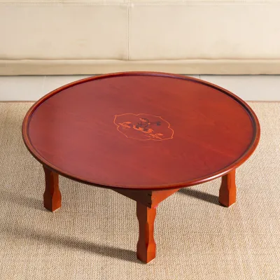 Korean Style Foldable round Table Tatami Rice Table Japanese Low Table Storage Home Use Small Apartment Foldable Desk