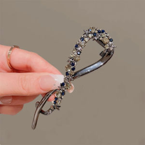 New Arrival Fancy Hair Clip Female Word Clip Updo Hair Claw Black Crystal XINGX Metal Banana Clip Back Head