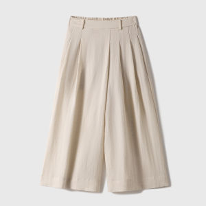 Cool Lightweight Tencel Linen Sakamoto Wide Leg Pants Womens Eighteen Inches High Waist Casual Trousers Summer 2024