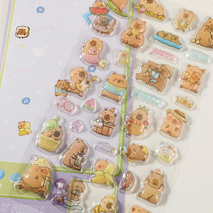 Kawaii Capybara 3d Relief Sticker Cute Capybara Diy Mobile Case Decorative Sticker Student Stationery Handbook Sticker Gift