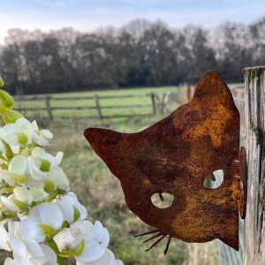 Rustic Creative Metal Cat Planter Outdoor Garden Decor Farm Style Iron Art Flower Pot Creative Trendy Animal Shape Courtyard Decoration