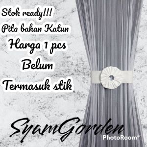hordeng gorden jendela minimalis tali ikat gorden kupu-kupu polos tinggi 150 cm
