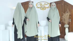Kerudung/Jilbab/Hijab Frensh Khimar Tali Karet Kode ASERU Bahan Kringkel Premium By Ory AjeZas Coll