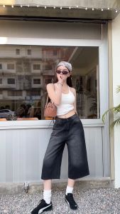 Acasey กางเกงยีนส์ผู้หญิง ขายาว 7ส่วน เอวสูง ผ้าไม่ยืด มี Big Size ไซส์ S - 6XL