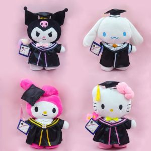 2025 New Sanrio Anime Plush 25cm Cinnamoroll My Melody Kuromi Hello Kitty Graduation Plushie Doll Kawaii Soft Stuffed Graduation Gifts