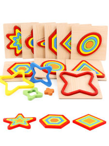Đồ Chơi Ghép Hình Khối Học Hình Học Gỗ Giáo Dục Sớm Cho Trẻ Em Đồ Chơi Xếp Hình Khối 3D Trò Chơi Giáo Dục Montessori Cho Trẻ Sơ Sinh