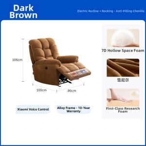 Fabric Lazy Rocking Chair with Smart Voice and Electric Function Single Sofa