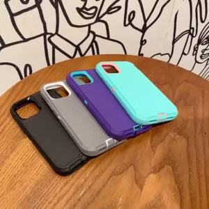 CrashStar 3 In 1 Hard Thick Anti-fall Armor Phone Case For iPhone 15 14 13 12 11 Pro Max XS XR X 8 7 Plus + SE 2020 Silicone Add PC Shockproof Phone Casing Fashion Phone Cover Shell Top Seller