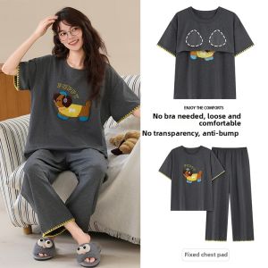 COSMO LADY | Cotton Padded Short-sleeve Long-pants Cartoon Plus Size Wearable Out Home Suit