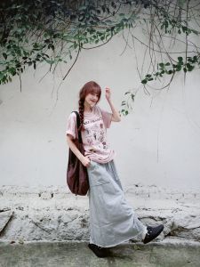 Váy Dài Cạp Cao American Retro Patchwork Cho Nữ Mùa Xuân Thu Phong Cách Mới Váy Midi Cotton Dáng Chữ a Màu Trơn