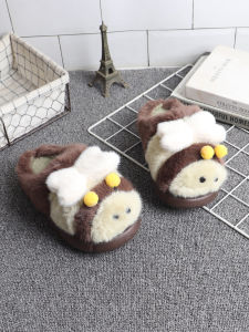 Dép Trẻ Em Bằng Vải Cotton Ấm Áp Dễ Thương Hoạt Hình Cho Bé Gái Mùa Đông Đế EVA Pha Trộn Chất Liệu Nhựa