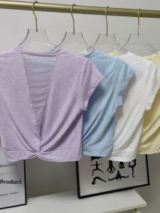 Womens Yoga Sport T-shirt round Neck Short Sleeve Mesh Patchwork Fitness Wear Slim Fit Quick Dry Tennis Shirt Summer Top