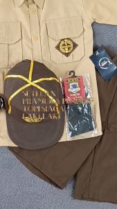 setelan seragam sekolah pramuka laki-laki pendek sd kelas 1-6 topi siaga
