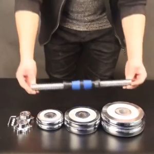 20KG York Chrome 2 in 1 Barbell / Dumbell Adjustable Set with long bar free gloves