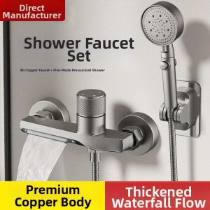 Brass Bathroom Shower Faucet Set Wall Mounted