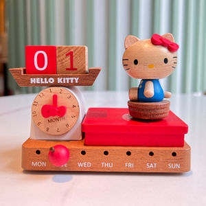 Jeancard Taiwan Wooden Music Box Eight Sounds Calendar KT Rotating Gift for Friends Girls Birthday Childrens Day Present