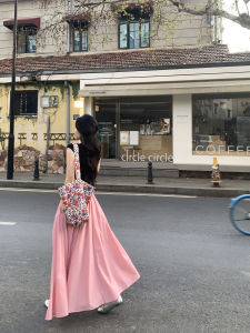 Váy Giảm Béo Cao Cấp Màu Hồng Nửa Chiều Dài Cho Nữ Pigpigbig Xuân Hè Dài Dù Váy Polyamide Và Spandex