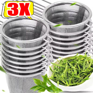 3pcs Reusable Stainless Steel Tea Strainer with Handle / Fine Mesh Loose Leaf Tea Filter / Multifunctional Sieve for Coffee Powder Herb and Spice Brewing